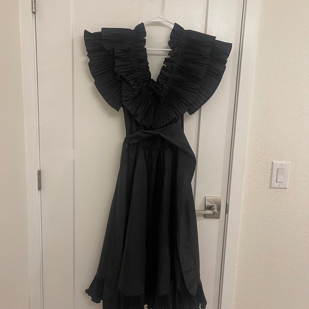 Vintage Felix Arbeo Bonwit Teller Black Ruffle Elegant Dress Designer Wedding